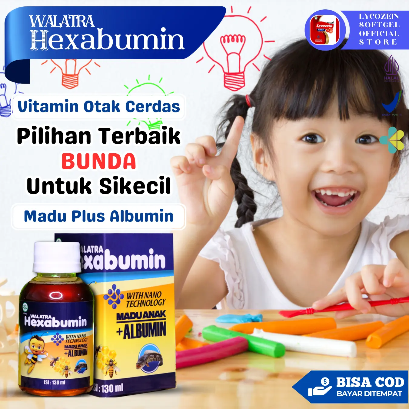 Hexabumin Madu Albumin - Vitamin Otak Anak Cerdas Sigap Daya Tangkap