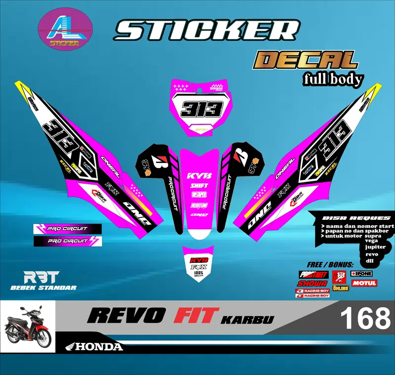 COD Sticker STRIPING RBT DECAL REVO FIT KARBU FULL BODY RBT VEGA BEBEK MODIF SUPERMOTO YZ CRF KLX RBT new terbaru MOTOR TRABAS AL vol 168 5