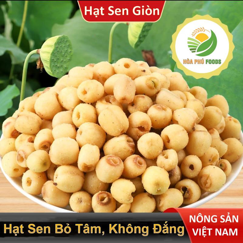 [ Mua 2 Tặng 1 ] Hạt Sen Sấy Giòn thơm ngon bổ dưỡng Hòa Phú Foods,Túi 200gram  Snack Foods Ăn Vặt