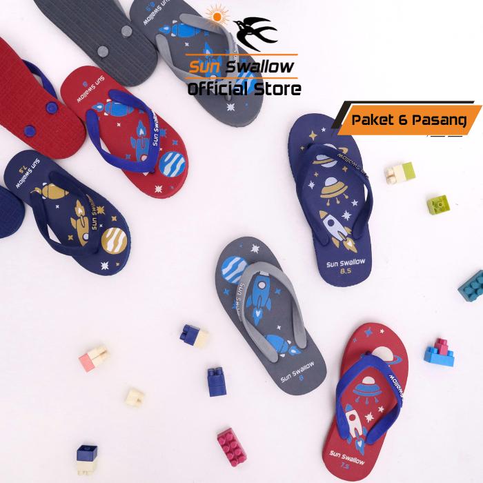 Gambar Sandal Sun Swallow Paket 6 Pasang Sendal Jepit Anak Karet Planet Series dari Sun Swallow Sandals Kota Administrasi Jakarta Utara Tokopedia