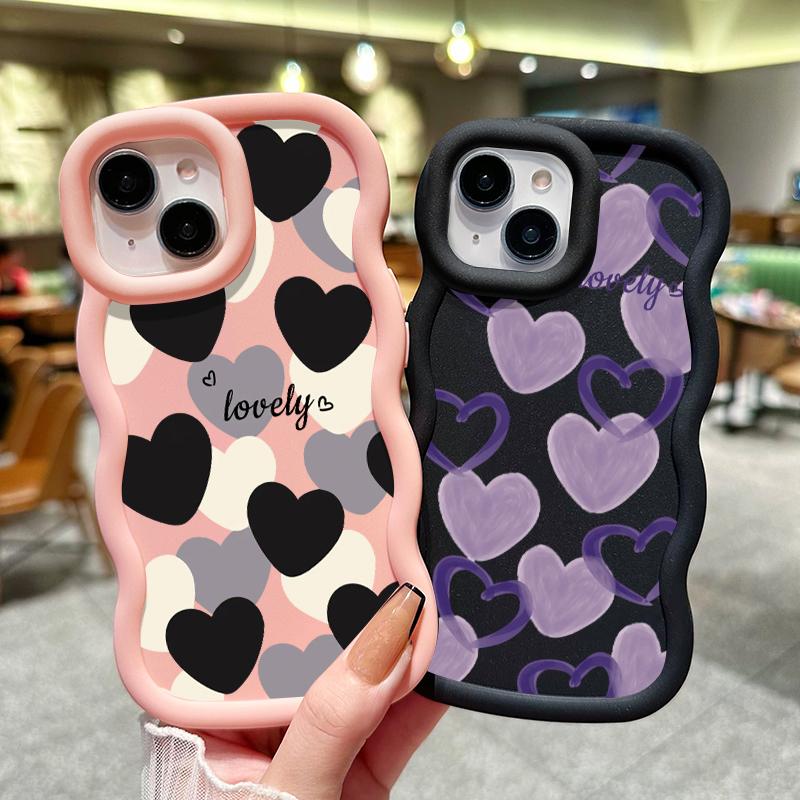 Casing Hp Untuk OPPO A7 A5s A12 A12s A11K Casing Hp Kesing Softcase Case Bahan silikon gelombang Cesing Pola Hati Retro Mode pelindung marshmallow Anti Jatuh Tahan debu guncangan 5