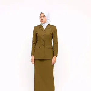 Baju Stelan ASN Wanita Khaki Tua Pemda Aceh Set Rok Terbaru Blazer Celana Seragam