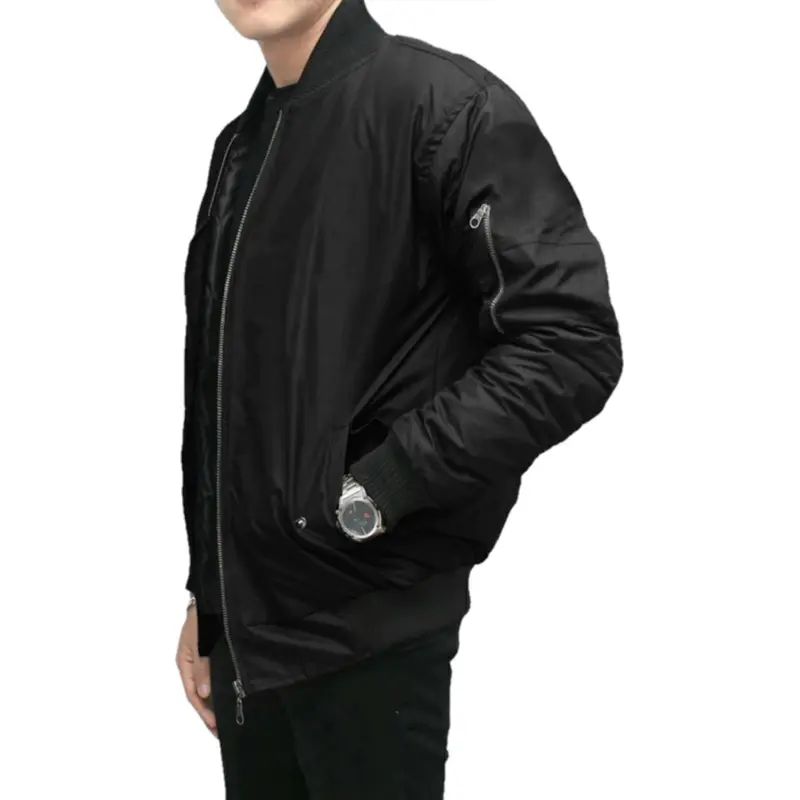 Red Flags Jaket Pria Bomber Polos Keren Parasut Ritsleting Windbreaker Cowok Lengan Panjang Original Lokal Distro Bandung Jumbo Size M L XL Hitam 3