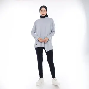 Baju Atasan Running Wanita Lengan Panjang Muslim Gym | Fitness kaos jogging wanita hijab Hitam olahraga fit body Sporty outdoor