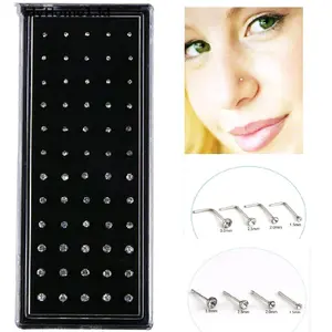 1 pcs anting hidung tindik diamond nose L dan nose i titanium pria dan wanita