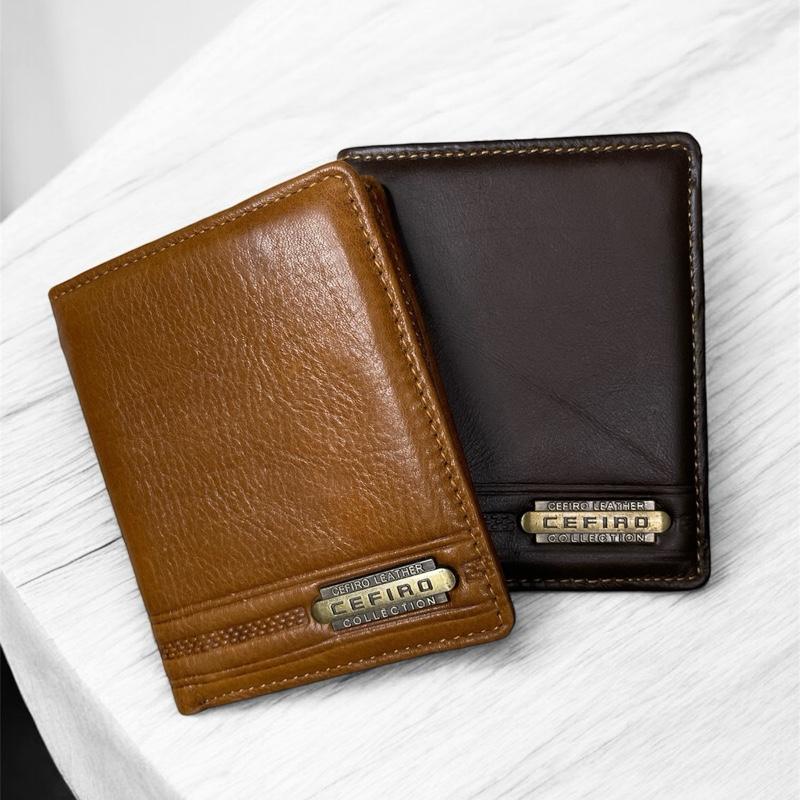  CEFIRIO Ví Đứng Nam Da Bò Sáp Cao Cấp Nhiều Ngăn Thiết Kế Hình Chữ Nhật Wallet Zipper Có Thể Gập Lại Sang Trọng & Bền Đẹp 