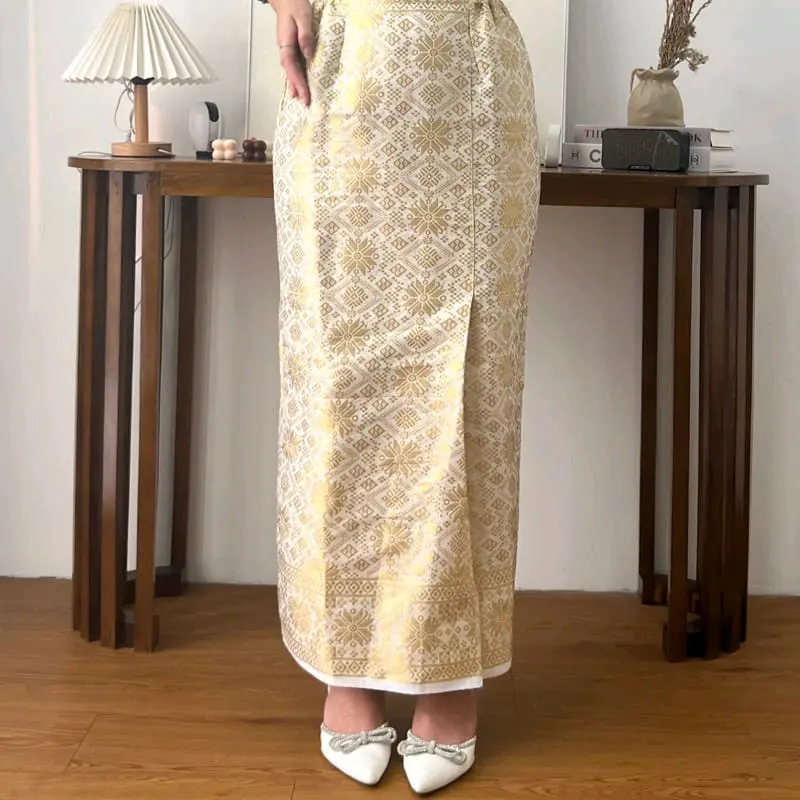 [Rok Songket Span Wanita]Bawahan Kebaya Wisuda|Songket Span Acara Pesta|Rok Span Motif Tenun[Songket Span Kondangan 4