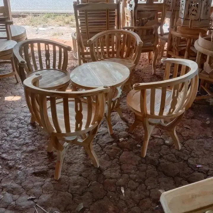 kursi teras depan rumah, kursi tamu mewah elegan, set kursi teras kayu jati, set kursi mangkok.  set kursi cafe. kursi tamu kayu jati