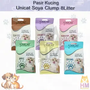 Pasir Tofu Soya 8 liter Unicat | Unicat soya tofu 8liter pasir kucing gumpal wangi