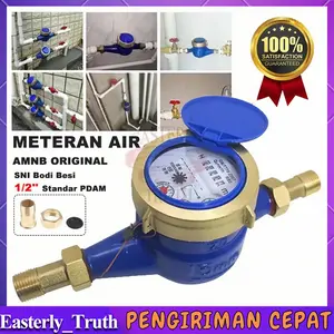 Meteran Air PAM Body Besi Meteran Air 1/2" Meteran Air Jarum Meteran Air Bodi Pvc DN15 Empat Jarum Kering SNI Body Besi Water Meter  SNI Original Water Meter Body Besi