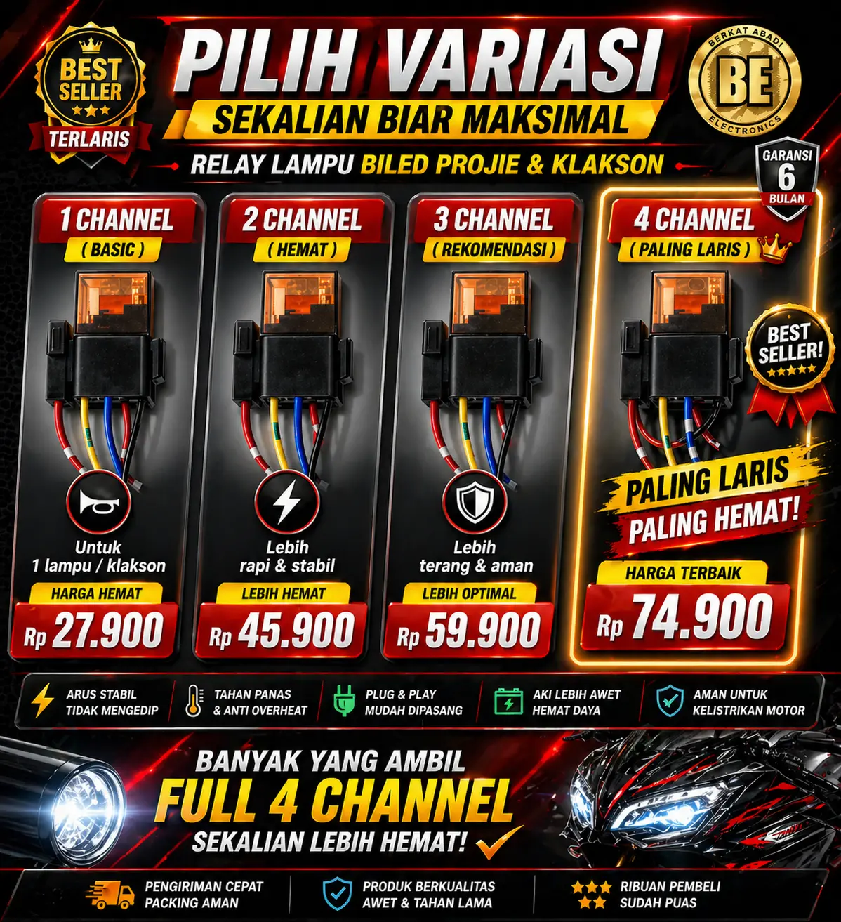 RELAY LAMPU BILED PROJIE KLAKSON