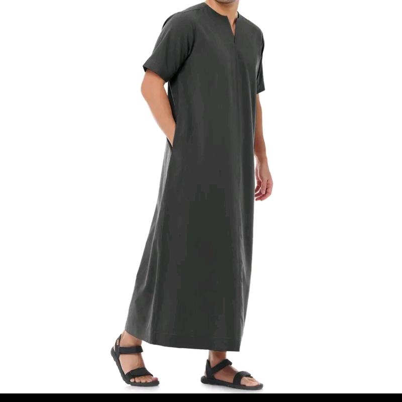 JUBAH(Cey-Cotton) lelaki MUSLIM FASHION for MEN (IRONLESS) V NECK 1 Side POCKET Muslimah Fashion / Style Saudi arab 8