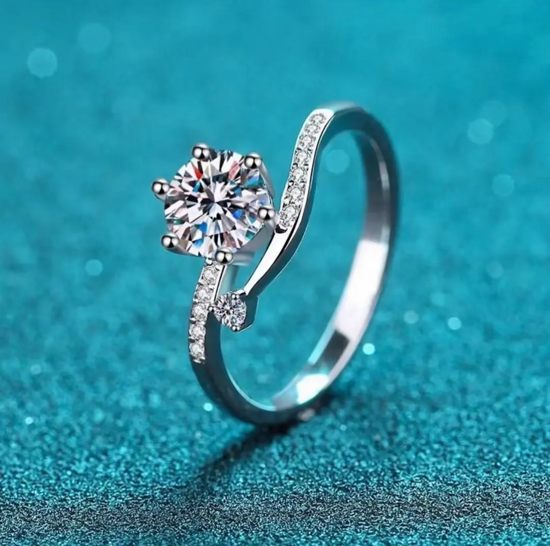 1 carat Moissanite [Streamer] high-quality D grade Moissanite women's wedding ring