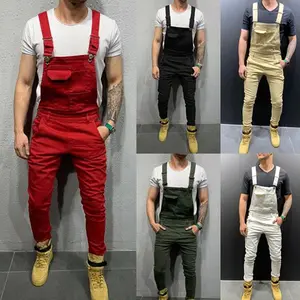 Mens Jeans Overalls Denim Dungaree Bib Overalls Male Jumpsuits Cargo