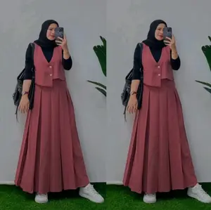 SET ROK VEST KEKINIAN POLOS VIRAL Wanita Casual