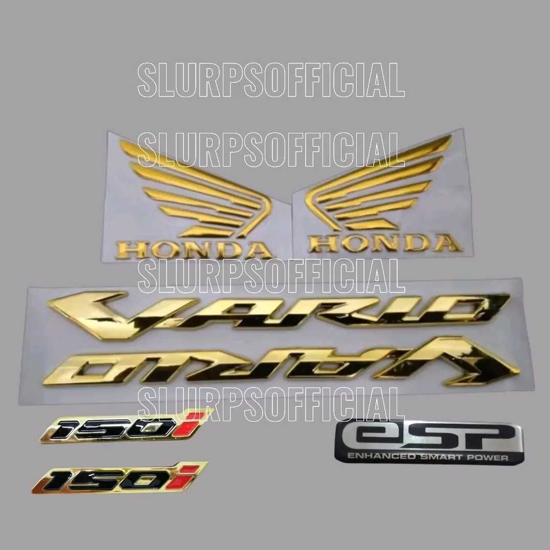paket logo emblem vario warna gold mevvah 125 dan 150 untuk vario old kzr dan vario led old 125 dan 150 tahun 2013 - 2020 Motorcycle bukan karet vario  125 emblem  vario  125