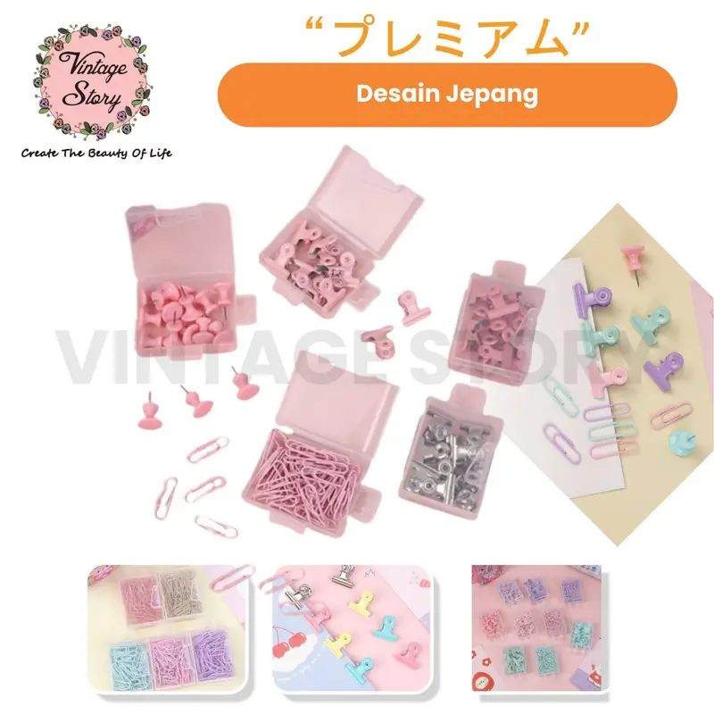 Klip Push Pin Penjepit Buku Paku Kertas ATK Aesthetic 1 Set 0
