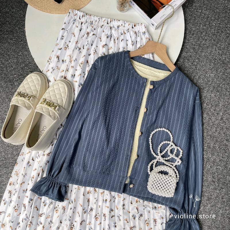 Violine store - ONESET SETELAN WANITA SETELAN ROK PANJANG CEWE KEKINIAN CARDI KNIT HORNET PREMIUM & ROK PLISKET MOTIF BUNGA ONESET LUCU KOREAN OUTFIT STYLE KEKINIAN REMAJA OUTFIT HEALING MURAH KEKINIAN  ONESET CAKEP WANITA MASA KINI STYLE 2025 4