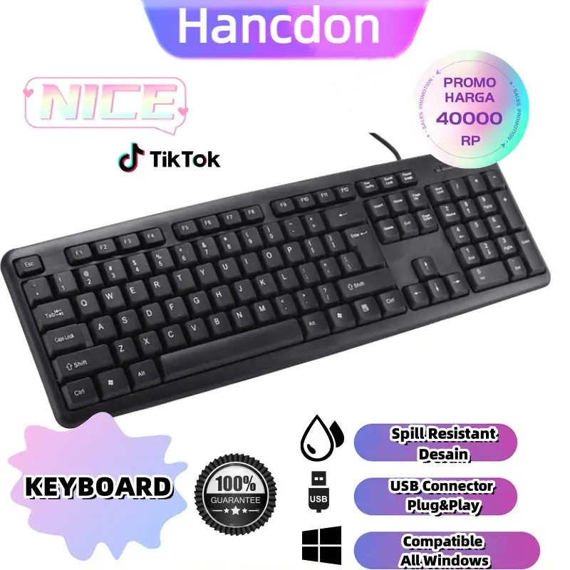 Hancdon comfortable Keyboard Kabel USB Delicate Business Office Keyboard Komputer Laptop Keyboard For PC Laptop USB Wired papan ketik
