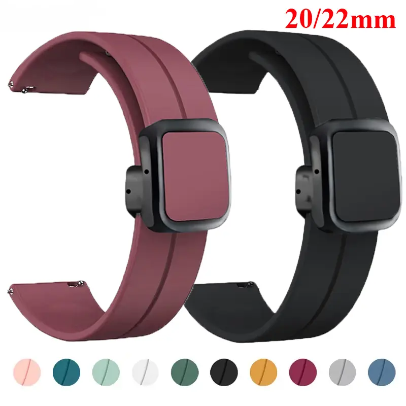 22mm 20mm Strap for Samsung Galaxy Watch 4 5 6 40mm 44mm Sport Silicone Magnetic Buckle Band for Huawei GT 4 3 2E Wristband