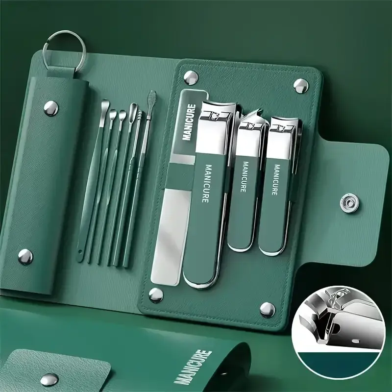 10 piece professional nail clipper set - stainless steel nail and foot repair kit, including ear scoop, suitable for travel or home use as a beauty tool Manicure Nail Care Nail Art Cutics