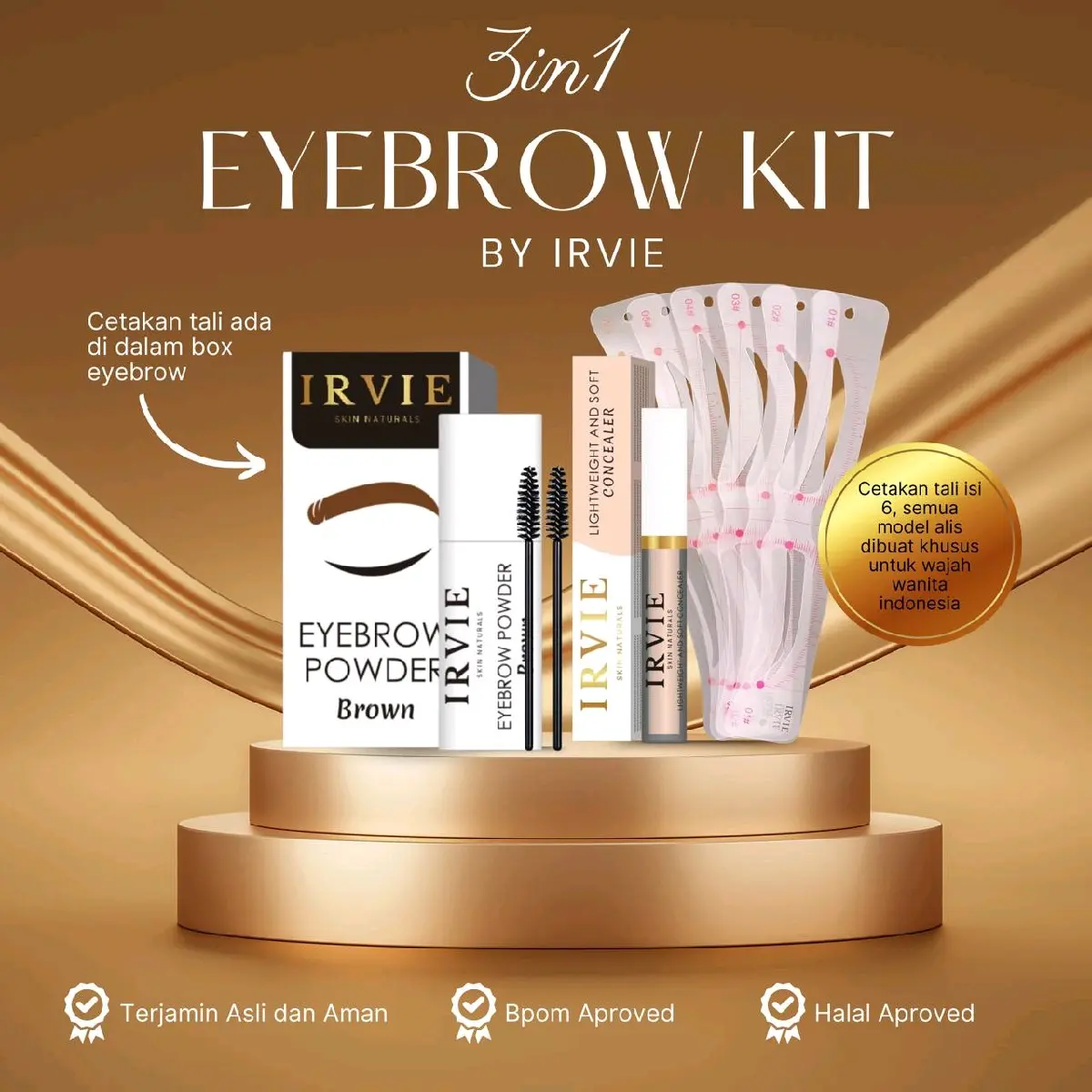 PAKET 3 IN 1 EYEBROW POWDER, CETAKAN TALI DAN CONCEALER BY. IRVIE