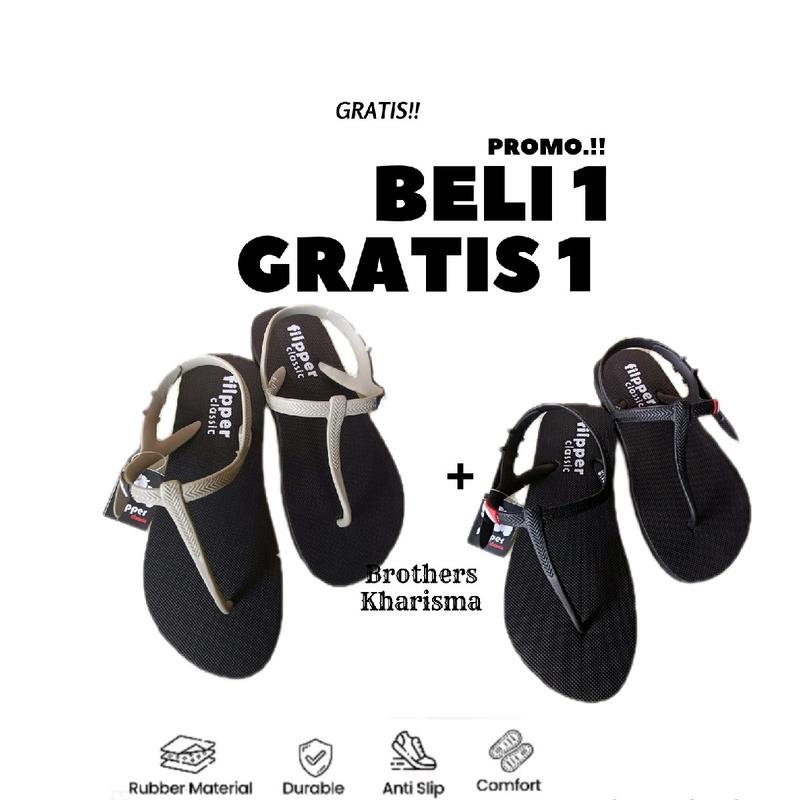 Sendal Karet Cewek Filpper Lentur Anti Slip Premium - Beli 1 Gratis 1 0