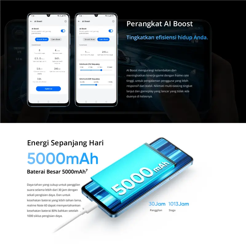 【Exclusive Baim Wong】Official realme Note 60 4GB+8GB*|64GB (ArmorShell Protection | TÜV Rheinland | 32MP Camera| 48-month Fluency | IP64 Dust & Water Resistance) Bluetooth Kamera Tws Blue 7