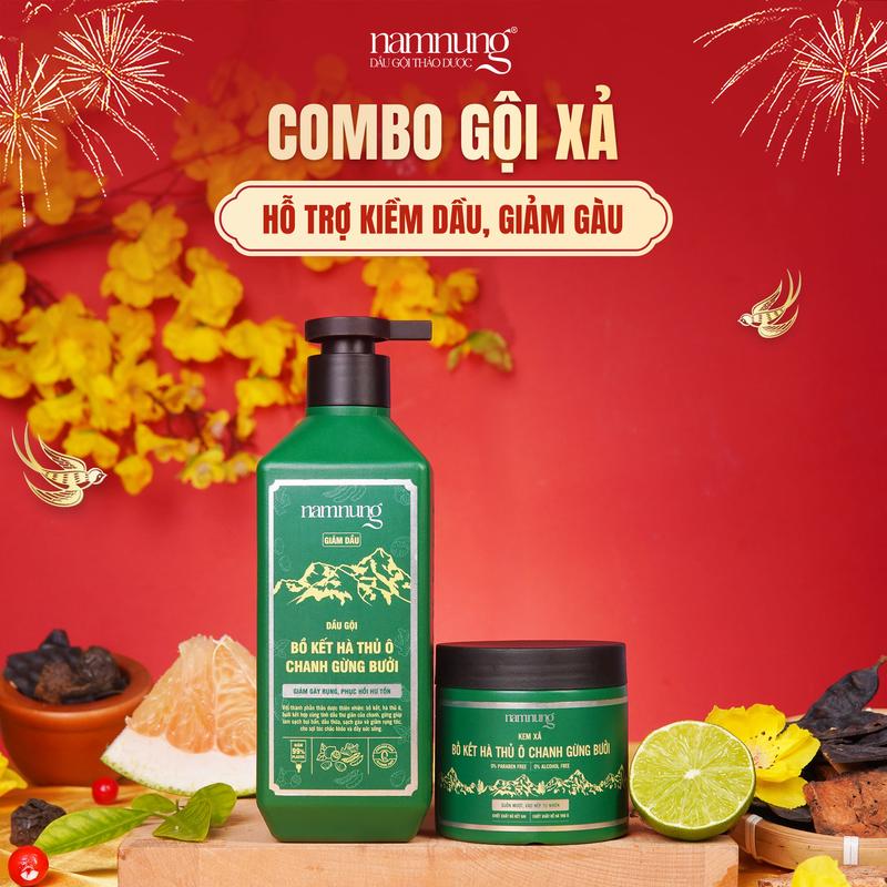   FLASH SALE   Bán chạy  Dầu gội thảo dược bồ kết NamNung 500ml và dầu xả thảo dược 200gr hỗ trợ giảm rụng giảm dầu suôn mượt Chăm sóc tóc Dưỡng tóc nữ - Giảm 39% 