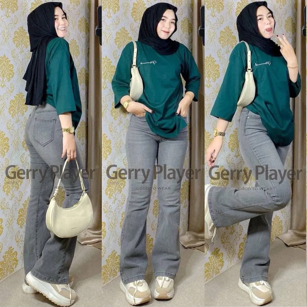 Highwaist Jeans Cutbray Celana Cutbray Wanita Cutbray stretch Gaya Retro Kekinian Bawahan Panjang Vintage  Melar Nyaman Korean XL Ritsleting -fitting cut Blue jeans  cutbray Light Kaki Denim Keren
