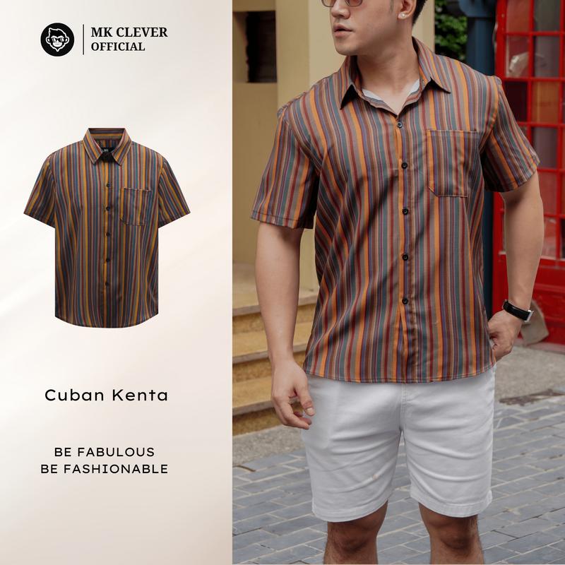 Áo Sơ Mi Cuban Kenta MK CLEVER, Áo Sơ Mi Thiết Kế Cổ Cuban, Họa Tiết Sắc Màu, Chất Liệu Vải Lụa Mịn Siêu Đẹp, Form Dáng Trẻ Trung Nam Menswear