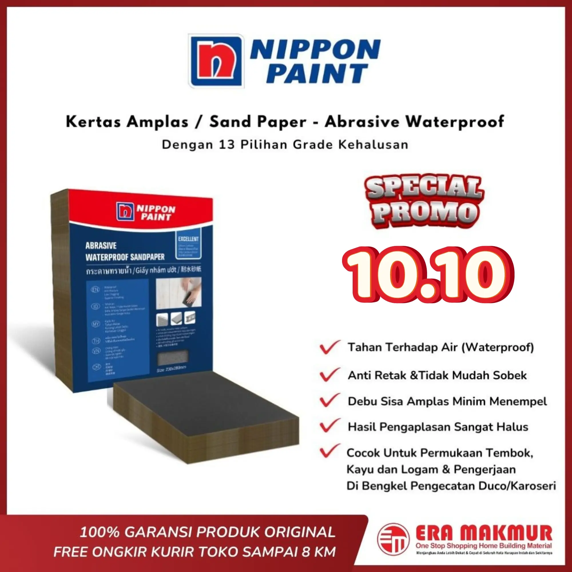 NIPPON PAINT – Kertas Amplas / Sand Paper - Abrasive Waterproof – Amplas Duko Waterproof / Amplas Besi Mobil Motor / Amplas Air / Amplas Lembaran / Eceran