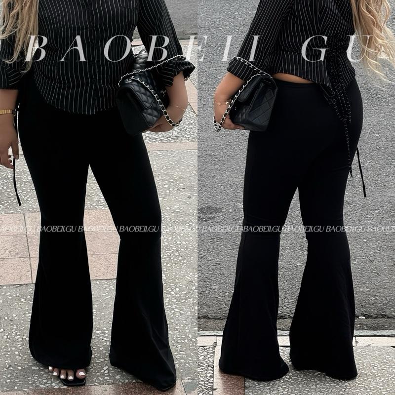  |BAOBEII.GU| Quần Pom ống loe dáng đứng hack chân_có bigsize 