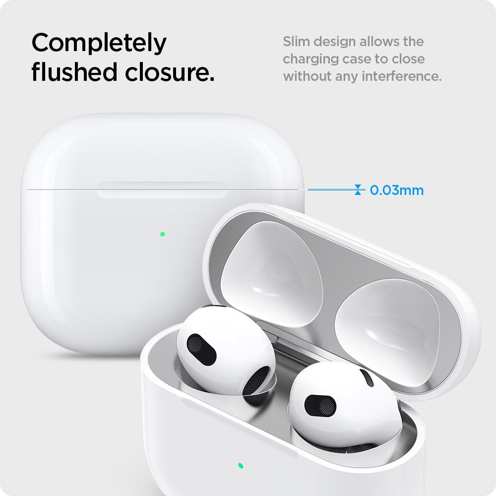 Spigen AirPods 3 Dust Sticker Protector Film Shine Shield - Metallic Silver ASD01986