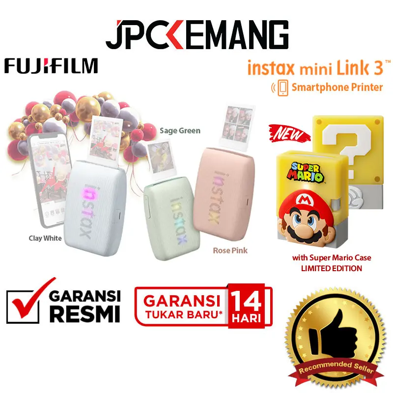 Fujifilm Instax Mini Link 3 Smartphone Printer Fuji Instant Printer HP Portable Garansi Resmi