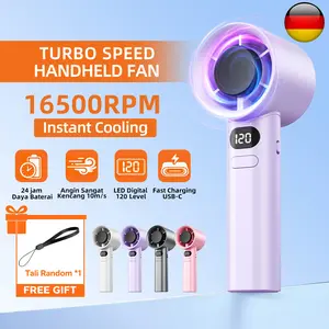 COD 2026 Kipas Angin Mini Portable Genggam - Kuat Angin Kecil dengan Tali Gantungan untuk Anak Sekolah Murah usb tahan lama 24 jam usb kipas angin mini 16500RPM 120 gear wind hight-speed kipas angin digital display adjustable fan