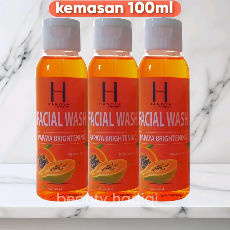 hanoya facial wash sabun papaya cair 100ml sabun pecerah kulit Memutihkan Wajah 0