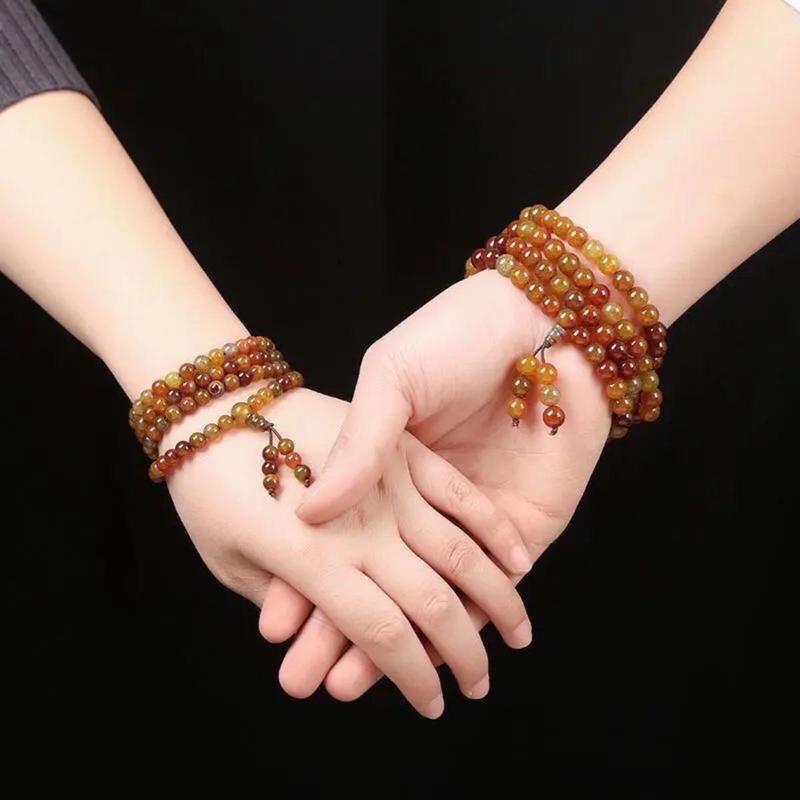 Milon Vòng Tay Nhiều Vòng 108(6mm/8mm) Hạt Đá Xương Rồng Phong Cách Dài Vòng Tay Nam Vòng Tròn Đơn Có Họa Tiết Rồng Tự Nhiên