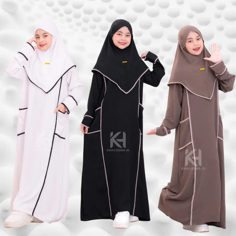 Padma syari+Hijab Bahan : cringkle mix brokat Malika +tile (dibagian gamis) DILENGKAPI DENGAN TALI PINGGANG DAN RESLETING DEPAN GAMIS ANAK LEBARAN DENAGN AKSEN TULE MEWAH Baju Muslim 0