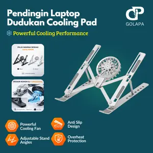 GOLAPA Pendingin Laptop Efektif Cooling Pad Laptop Aluminium Ergonomis Adjustable Portable dengan 6 Tingkat Ketinggian dan Kipas Pengangkut Panas Optimal Kipas Laptop Alas Laptop Tatakan Laptop Lipat