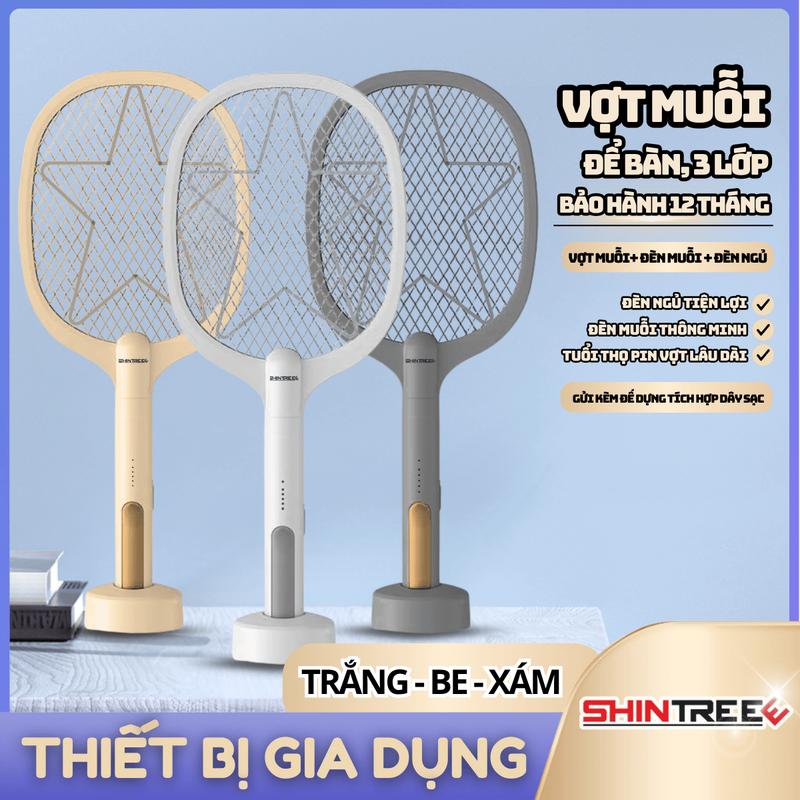 LIVE ĐỘC QUYỀN Vợt Muỗi SHINTREEE Để Bàn Đế Dựng Đứng Kiêm Đèn Bắt Muỗi Thông Minh Tự Động 2 Trong 1 Bảo Hành 12 Tháng
