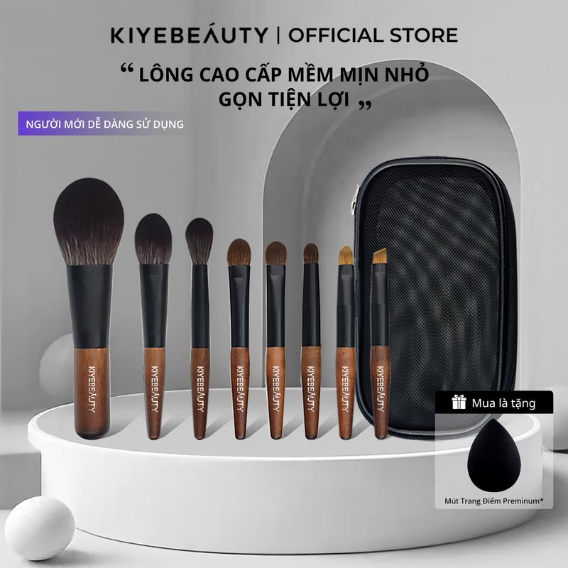 Bộ 8 Cọ Trang Điểm Mini KIYE Chuyên Nghiệp Mềm Mại Tiện Lợi Kèm Túi Đựng