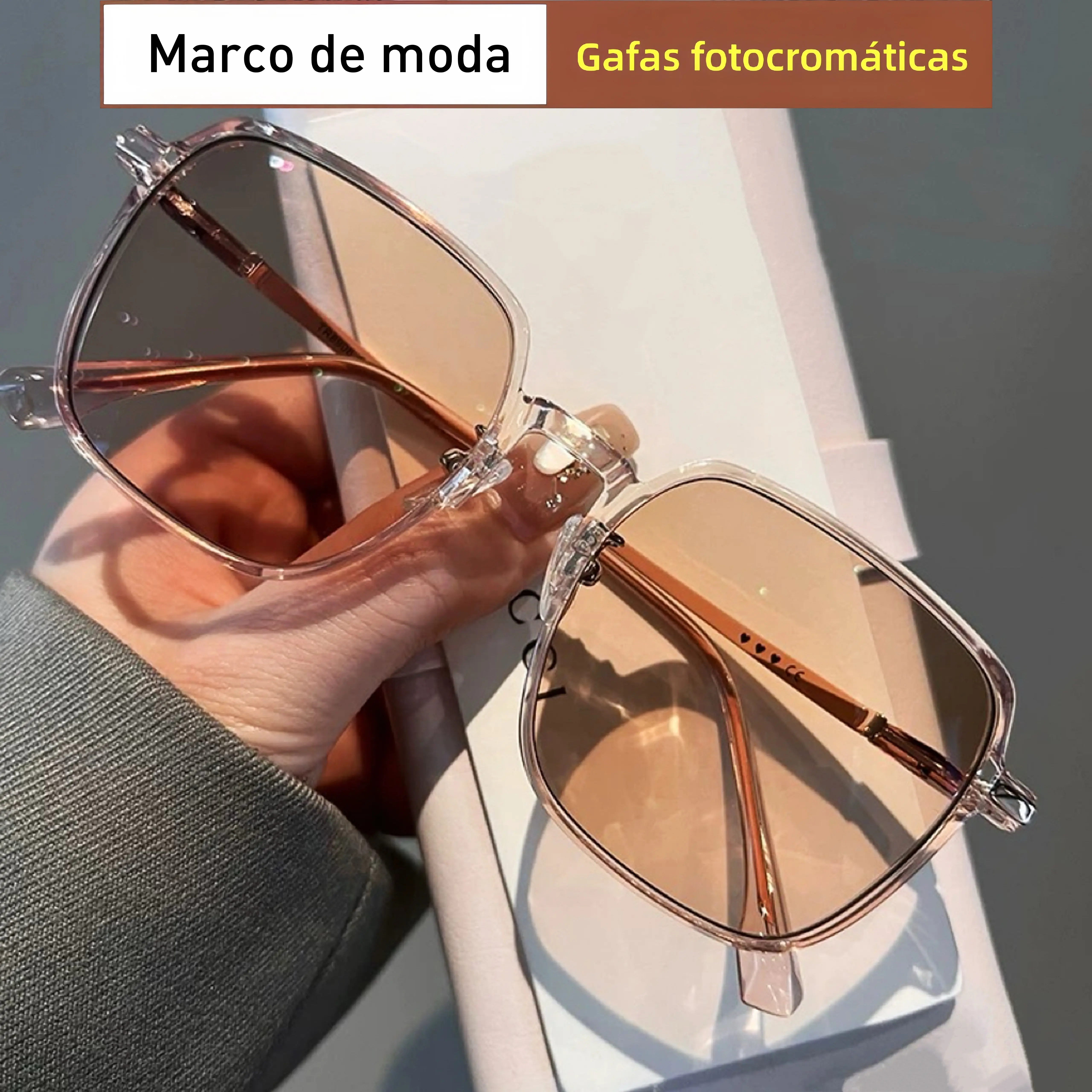 Gafas unisex | montura cuadrada | estilo moderno | lentes fotocromáticas | gafas de sol fotocromáticas | gafas de moda | adecuadas para el uso diario e ideales para actividades al aire libre