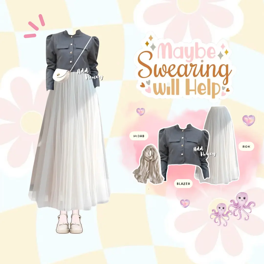 Oneset Blazer Crop Top (Atasan Crop, Tok Tutu Twill, Hijab) OOTD Outfit Korean Style Lebaran 2025 Persiapan Lebaran Atasan Dress Terbaru - AH143 Muslim Wanita Baju Setelan Celana Katun Gamis Dewasa Remaja Bawahan