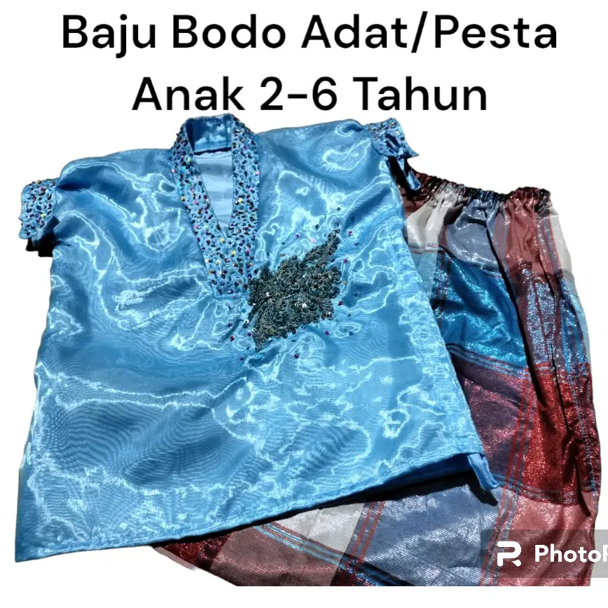 Baju Bodo Adat/Pesta Anak Biru 2-6 Tahun