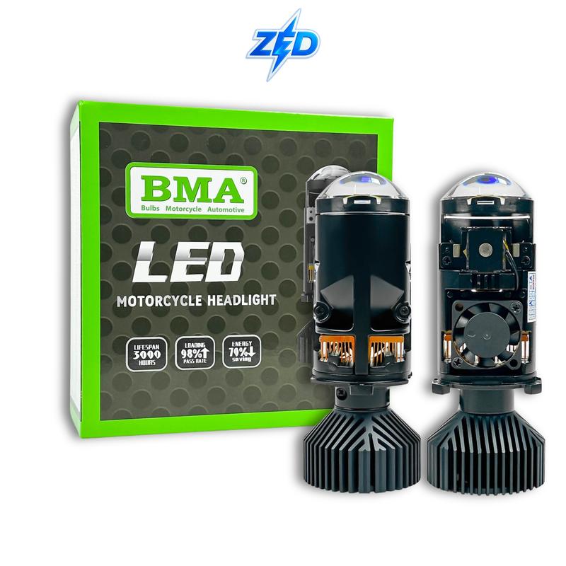 Đèn Pha LED Bi Cầu R04F BMA - 55W Siêu Sáng Pha Màn Chập 9-16V DC - Chân H4 Lắp Xe Máy Oto - Phụ Tùng