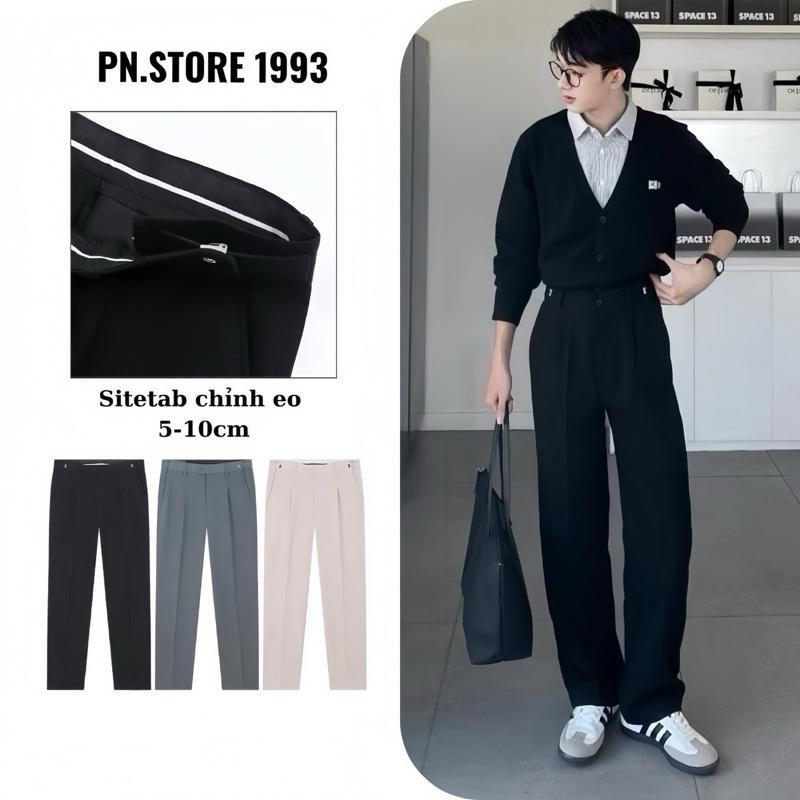  PN.Store 1993  Quần Âu Nam Ống Đứng Cạp Chun Lưng Cao Form Dáng Suông Hàn Quốc QA03 