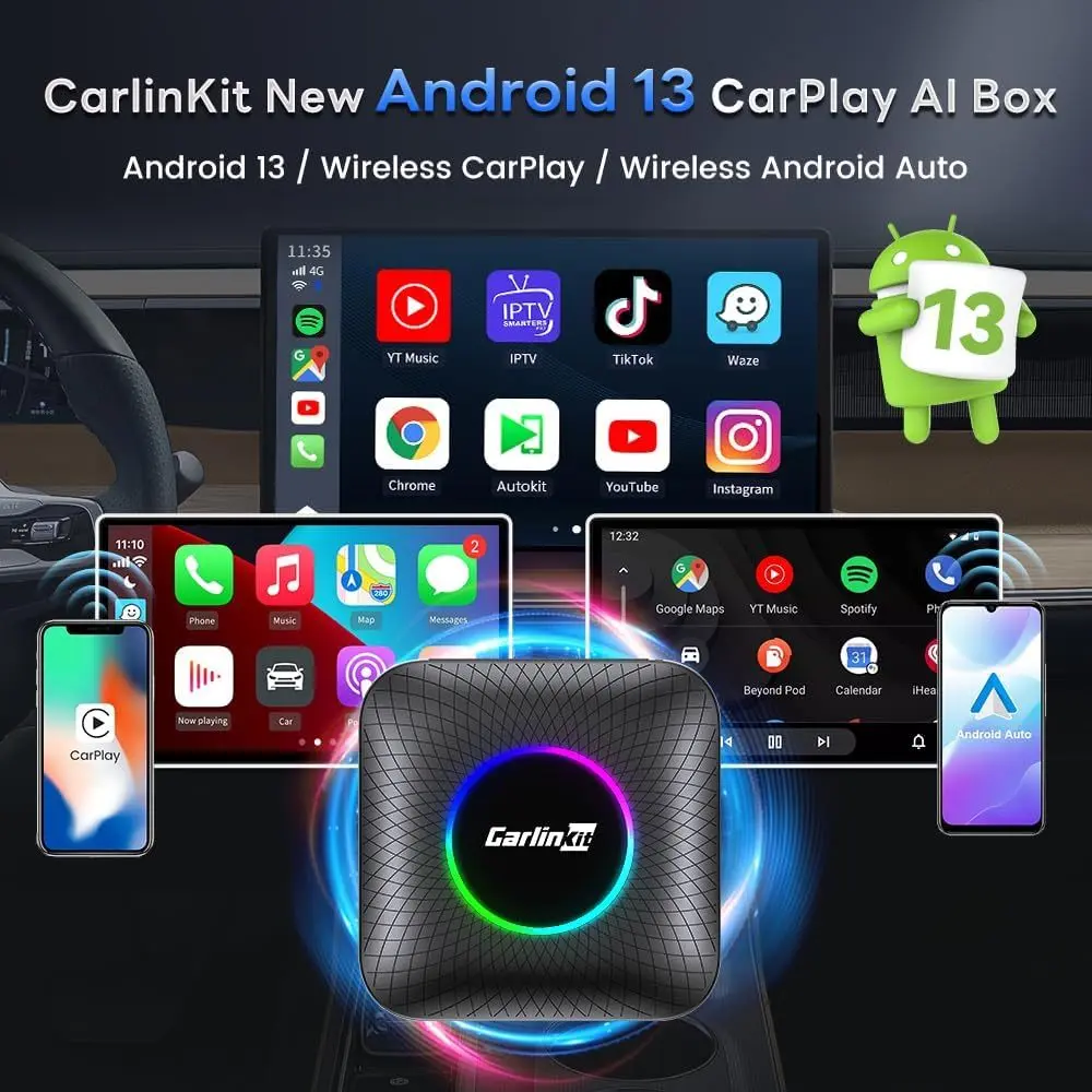 Carlinkit Carplay AI Box android auto Wireless Carplay Dongle car Android 13.0（8+128G）TBOX carlink kit car tv box adapter