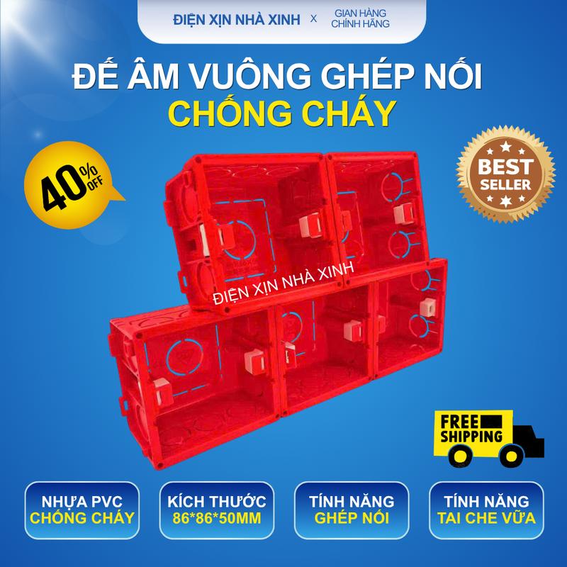 Đế Âm Vuông Ghép Nối Chống Cháy| Nhựa Pvc Cao Cấp- Kích Thước 86*86*50mm | Có…
