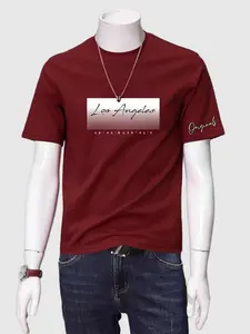 Baju kaos pria dan wanita bahan catton combed 24s sablon print DTF LOS ANGLES GARIS